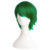  Zelené paruky syntetická paruka rovná s ofinou krátká zelená syntetická vlasy pro ženy měkká móda