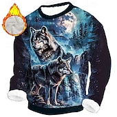 halpa Animal Print-Miesten Susi Fleece College Päivittäin Vapaa-aika 3D Tiukka pyöreä kaula-aukko Koti Juhla Lahja Katuvaatteet Sininen Musta Tumman sininen 3D-tulostus Syksy Talvi Suunnittelija S M L XL XXL XXXL