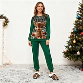 baratos Sapatos de Natal Femininos-Pantufas femininas de Natal com estampa de rena - pantufas macias de pelúcia para uso interno no inverno, com um adorável desenho de rena, calçado quente de lã para a temporada de festas e ótimos