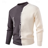 abordables suéter de los hombres-Hombre Pulóveres Suéter de punto Suéter desgastado Estriado Tejer Tops regulares Retazos Bloque de Color Plano Cuello Barco Prendas de punto Moderno Casual Ropa Cotidiana Ropa Otoño invierno Negro