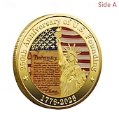  Памятные монеты к 250-летию – коллекционные монеты с изображением золотого американского флага и Колокола Свободы, прочные металлические юбилейные монеты для демонстрации, патриотические коллекционные монеты к полувековому юбилею.