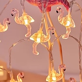 billiga LED-ljusslingor-LED-flamingoljusslingor AA-batteridrivna ljusslingor flexibla ljusslingor 6m 3m inomhus-/utomhusdekor för bröllop, fester, födelsedagar, jul, flamingoljus, fest, högtidsbelysning