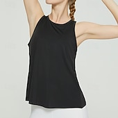 cheap Women's Shirt-Women's Solid Colored Tank Top Workout Tops Loose Fit Elastic Sweat-Wicking Breathable Tennis Pickleball Yoga Crew Neck Top Black White Yellow Tennis Clothing