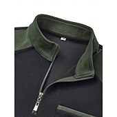 halpa Vohvelineule T-paita-Miesten Vohveli T-paita Pitkähihainen poolokaulus Vetoketju Syksy Talvi Väripalikka Perinteinen / Vintage Vapaa-aika Sulkea jnk vetoketju Vintage-tyyli ulko- Koti Urheilu ja ulkoilu Musta Top T-paita