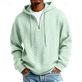 tanie podstawowe bluzy męskie-Męskie Żakard Bluza z Kapturem Bluza z kapturem Bluza z kapturem na zamek błyskawiczny Morelowy Czerwone wino Czarny Biały Jasnozielony Kaptur Równina Zapiąć na zamek błyskawiczny Teksturowany Sport