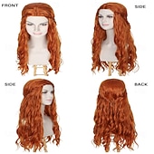 Недорогие Исторические парики-Длинный волнистый женский рыжевато-коричневый парик в стиле средневековья и ренессанса, хиппи, костюм для Хэллоуина