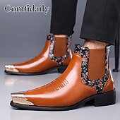 voordelige Chelsea -laarzen-Heren Chelsea boots van imitatieleer in bruin leer – elegant en comfortabel, ideaal voor zakelijke gelegenheden, formele gelegenheden en dagelijks gebruik