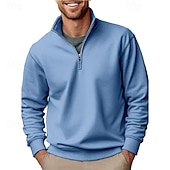 voordelige Klassieke polo voor heren-Voor heren Polo Poloshirts Vakantie Straat Kwart ritssluiting Lange mouw Modieus Basic Effen Lente Herfst Getailleerd blauw Zwart Wit Groen Lichtgroen Polo