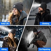 economico Cuffie Beanie-Cappello in Maglia Musicale Wireless Bluetooth Nuovo Cappello Luminoso LED all'aperto Cappello Wireless Bluetooth con Auricolari Integrati Ricaricabile USB Alimentazione Batteria 1.5-3W Regalo di San