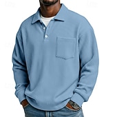abordables Polo clásico para hombre-Hombre Camisa de Pana Con Texturas Casual Deportes Diseño Manga Larga Moda Básico Bloque de color Bolsillo Botones Otoño Primavera &amp; Otoño Otoño invierno Ajuste regular Negro Gris Azul Claro Azul