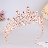 billige Tiarer og kroner-Crown Tiaras Hodepryd Legering Bryllup Bursdag Elegant søt stil Med Rhinsten Hodeplagg Hodeplagg