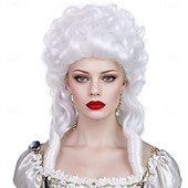  قبعة شعر باروكة باروكية رمادية مع تجاعيد حلزونية باروكة من القرن الثامن عشر شعر صناعي تسريحات شعر القاضية الأنثوية ورؤساء القضاه باروكات مسحوقة للنساء للشخصيات الحزبية واحتفالات أعياد الميلاد