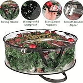 economico Deposito di Natale-1/2 sacchetto trasparente per riporre ghirlande natalizie da 24/30 pollici, contenitore per riporre ghirlande natalizie con maniglia, resistente copertura in PVC per ghirlande natalizie stagionali,