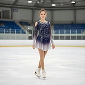voordelige Schaatsjurken-Kunstschaatsjurk Dames Voor meisjes Schaatsen Jurken Outfits Zwart Wit Roze Lapwerk Asymetrische zoom Netstof Spandex Hoge Elasticiteit Opleiding Oefenen Wedstrijd Kunstschaatskleding Kristal