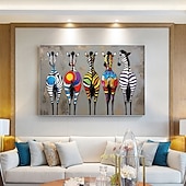 voordelige Schilderijen van dieren-Hang-geschilderd olieverfschilderij Handgeschilderde Horizontaal Dieren Tekenfilm Modern Zonder Inner Frame (Geen frame)