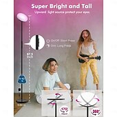 Недорогие светодиодный торшер-Умный светодиодный напольный светильник RGBW, работает с пультом дистанционного управления Alexa и Google Home по Wi-Fi, современный, высокий, сверхяркий, 2000 лм, смена цветов &amp;торшер Sky с