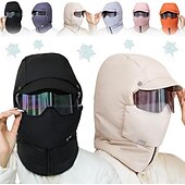 olcso fűtés és hűtés-téli szélálló, teljes fedésű kültéri lovaglómaszk üveggyapjúval bélelt katonai fülvédős sapkával, uniszex hideg időjárási arcvédő, vastagított meleg csapda sapka kerékpározáshoz, síeléshez,