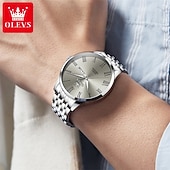 abordables Montres à quartz-La nouvelle montre business pour homme Olevs est dotée d&#039;un affichage lumineux de la date et du jour avec index romains, d&#039;un bracelet en acier, d&#039;une technologie à quartz et d&#039;une élégance