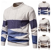 economico maglione pullover da uomo-Per uomo Maglione Jacquard Felpa Maglione A Coste Treccia Maglia Top Regolari Patchwork Blocco di colore Semplice Girocollo Maglieria Contemporaneo Casuale Abbigliamento quotidiano Abbigliamento