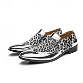 economico Mocassini-scarpe slip-on da uomo con stampa leopardata: calzature casual eleganti con dettagli dorati lucidi, ideali per feste, uscite serali ed eventi speciali