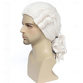 cheap Historical Wigs-White Wig Regency Ringlet Historical Colonial Costume Wig Funny Wig for Men George for Carnival Festival Party