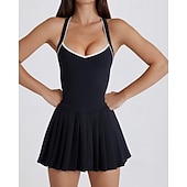 economico Abbigliamento Tennis da donna-Per donna Tinta unita Gonne a pieghe Abito sportivo Vestito all'americana Reggiseno incorporato Traspirante Tennis Atletico Corsa Vestito Nero Bianco Giallo Abbigliamento da tennis