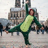 tanie Kostium zwierzęcy-Piżama Kigurumi Wymyślny kostium Odzież nocna Zwierzę Dinozaur Kreskówka Ciepłe Piżama zabawny kostium Dla dorosłych Dla obu płci Mężczyźni i kobiety Święta Halloween Karnawał Impreza Spektakl