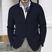 economico Maglioni Cardigan da uomo-Per uomo Felpa Cardigan A Coste Maglia Top Regolari Lavorato a maglia Bottonato Semplice Colletto Mao Vacanza Moda Casuale Abbigliamento quotidiano Abbigliamento Primavera &amp; Autunno Blu Nero S M L