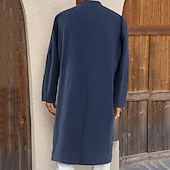 Недорогие Халаты-Муж. Домашняя одежда Ночная рубашка Ночная сорочка Полотняное плетение Стиль Удобная обувь Дом Повседневные Хлопок Дышащий Воротник-стойка Длинный рукав Весна Осень Черный Белый