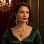 abordables Collier pour femme-Parure traditionnelle indienne de collier et boucles d&#039;oreilles ornée de pierres précieuses colorées et de perles - bijoux de mariée et de fête