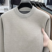 preiswerte Herrenpullover-Herren Pullover Strickpullover Gerippt Stricken Normale Oberteile Gestrickt Fleece Einfach Rundhalsausschnitt Mode Basic Urlaub Alltagskleidung Bekleidung Herbst Winter Schwarz Grün M L XL