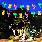 ieftine Fâșii LED-Șnur luminos tropical cu LED-uri, modele de ananas, flamingo, palmieri, luminițe de zână alimentate de baterii AA pentru decorul camerei, iluminat festiv multicolor, iluminat ambiental tematic ideal,