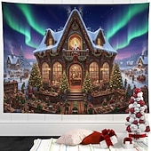 cheap Wall Tapestries-Christmas Snow Scene Tapestry – Winter Wonderland Wall Hanging, Snowflake Forest Landscape Christmas Tree Pattern Decorative Tapestry for Home Bedroom Living Room Holiday Decoration