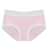 abordables Linge de nuit et détente Femme-Femmes Culottes Culottes Basiques Dentelle Taille ÉlastiqueNightwearCoton Couleur Unie Mode Mignon Noir Rose Claire Beige Printemps &amp; Été Automne &amp; Hiver