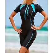 economico Rash Guards Interi-Per donna Rash Guard completo per il corpo Costume da surf intero Boyleg Color-blocking con reggiseno incorporato Controllo addominale Manica Corta Costume da Bagno Surf Canoa Snorkeling Primavera