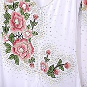 baratos Roupa de Competição-Vestido feminino para competição de dança de salão latina - estampa floral romântica &amp;vestido de dança moderna com saia de babados