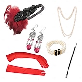 abordables Accesorios y más-Conjunto Rugido 20s 1920s Retro Antiguo Diadema de estilo flapper Para la Cabeza Conjunto de accesorios El gran Gatsby Chica de la aleta Pluma Disfraz Mujer Navidad Carnaval Mascarada Fiesta temática