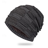 tanie Czapka typu beanie-Męskie Dla obu płci Czapka Beanie Czapki zimowe Czapki Dzianinowy kapelusz Czapka zimowa Czarny Wino Poliester Dzianiny Oddychający Wygodny Dzienne zużycie Wyjściowe Jednolity/zwykły kolor Ciepłe