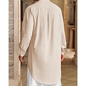 abordables Robes de Chambre-Homme Loungewear Chemise de Nuit Uni Élégant Confort Maison Quotidien Coton Respirant Col montant manche longue Printemps Automne Noir Blanche