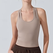 Χαμηλού Κόστους Γυναικείο πουκάμισο-Γυναικεία Μονόχρωμο Αμάνικο τοπ Αθλητική μπλούζα Ενσωματωμένο σουτιέν Προστασία UV Γρήγορο Στέγνωμα Ελαστικό Αναπνέει Τέννις Αθλητικά Τρέξιμο Μπολύζες Μαύρο Λευκό Βυσσινί Ρούχα τένις