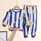 billiga Pyjamas-Småbarn Pojkar 2 delar Pyjamasset Långärmad Z17 Z29 Z13 Ensfärgat Djur Vår Höst Förtjusande Hem 7-13 år