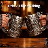 Недорогие Кружки и чашки-Кружка для кофе и пива с декором в стиле викингов и ручкой в виде дракона, подарки в стиле викингов для мужчин, пивные кружки для мужчин, средневековые украшения в стиле ренессанс, 18 унций
