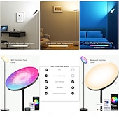 Недорогие светодиодный торшер-Умный светодиодный напольный светильник RGBW, работает с пультом дистанционного управления Alexa и Google Home по Wi-Fi, современный, высокий, сверхяркий, 2000 лм, смена цветов &amp;торшер Sky с