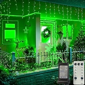 Недорогие Питание от электросети-Рождественская сосулька, 33 фута, 400 светодиодов, 48 капель, 8 функций, таймер, дистанционное управление, прозрачный провод, подключаемые гирлянды, праздничные, свадебные, вечерние, декоративные огни, низкое напряжение, безопасная розетка