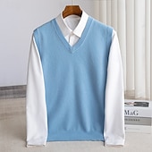 abordables Pull en laine pour hommes-Pull sans manches pour homme en pure laine cachemire de qualité supérieure, col en V, maille classique, doux, chaud et respirant.