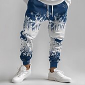 رخيصةأون زي مشهد عيد الميلاد-بنطال رياضي رجالي مطبوع عليه مشهد عيد الميلاد من سانتا كلوز إلك، بنطال رياضي كاجوال بجيب بخصر متوسط ورباط وخصر مرن للحفلات المسائية والملابس اليومية للربيع والخريف والشتاء، طباعة ثلاثية الأبعاد