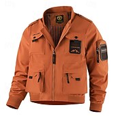 abordables veste de sport-Homme Veste Légère Veste Cargo Veste Décontractée Vacances Quotidien Résistant à l&#039;usure Avec Poches Automne Hiver Uni Mode Classique Col montant Régulier Noir Jaune Orange Bleu de minuit Beige Veste