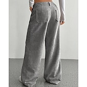 economico gamba larga e vita alta-Per donna Culotte Gamba Larga Chinos Streetwear Casual Lunghezza intera Vita media Semplice Tasca Elastico in vita Confortevole Inelastico Quotidiano All'aperto Vacanza Aalbicocca Grigio Blu marina