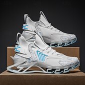 Χαμηλού Κόστους Ανδρικά Παπούτσια Τρεξίματος-Ανδρικά λευκά και γκρι αθλητικά αθλητικά παπούτσια - παπούτσια υψηλών επιδόσεων με αναπνεύσιμο σχεδιασμό για τρέξιμο, υπαίθριες δραστηριότητες και καθημερινή χρήση