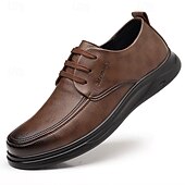 economico Scarpe Casual con Lacci-scarpe da lavoro da uomo marrone scuro, eleganti con lacci, in similpelle di alta qualità, perfette per l'ufficio e le occasioni professionali